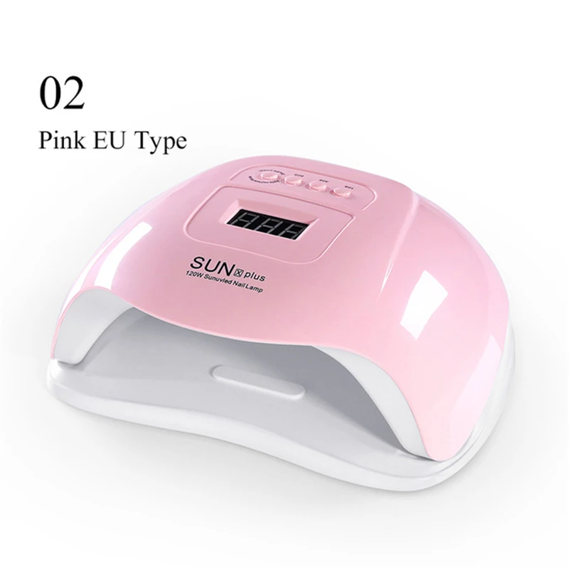 Pink 120W EU Type От BORN PRETTY-светодиодная УФ-лампа для ногтей для сушки всех видов Гель-лак для ногтей 120/80/72/54/48/45/36/24/6W для ногтей Сушилка для ногтей Маникюр Nail Art Инструмент - Цвет: Pink 120W EU Type