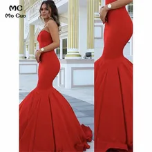 Красный Русалка платье для выпускного вечера es длинное милое без рукавов молния развертки Поезд Формальные вечерние платья платье для выпускного вечера