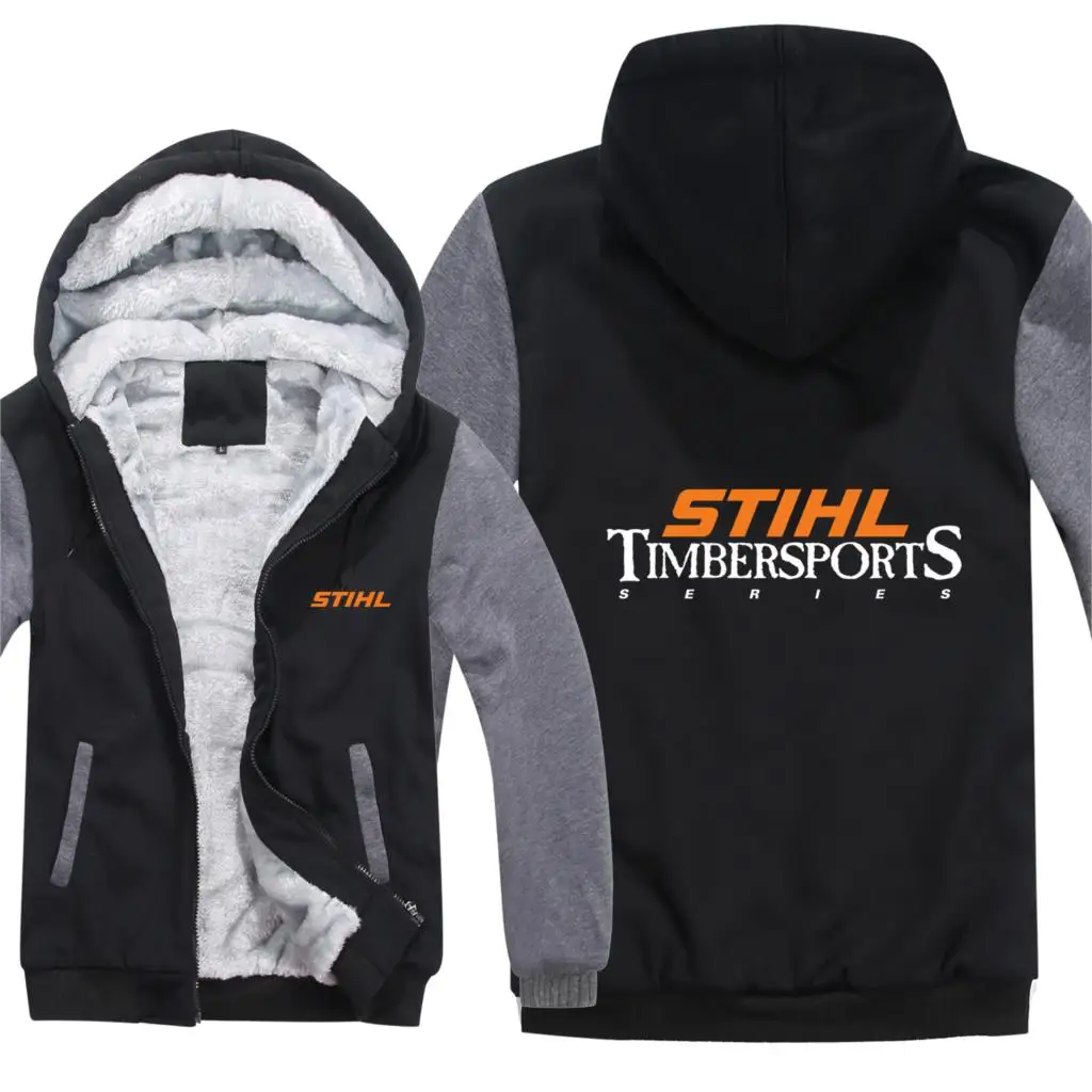 Stihl Timbersports Series Hoodies Men Pullover Wool Liner Jacket Thicken Winter Stihl Timbersports Sweatshirts