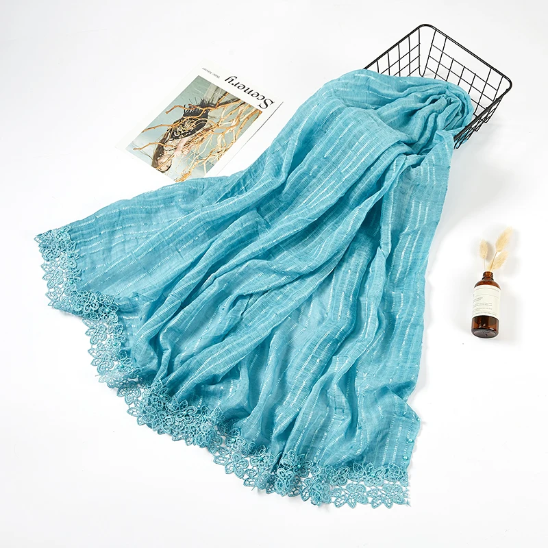 Hot Sale Muslim Stripes Drape Stitching Viscose Hijab Gorgeous Breathble Soft Women Long Scarf Drop Shipping
