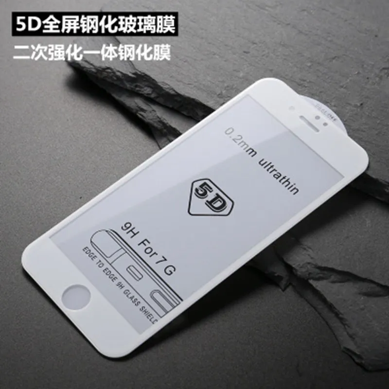 5D полное покрытие из закаленного стекла протектор 9H для iPhone 8 7 6 Plus X XS XR MAX прозрачные защитные пленки 50 шт