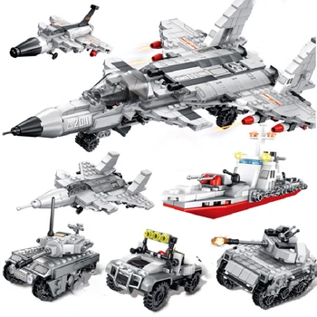 

1153 pcs 8 in 1 ank truck airplane model building blocks educational kids toys DIY small particles blocks Assembly set kits