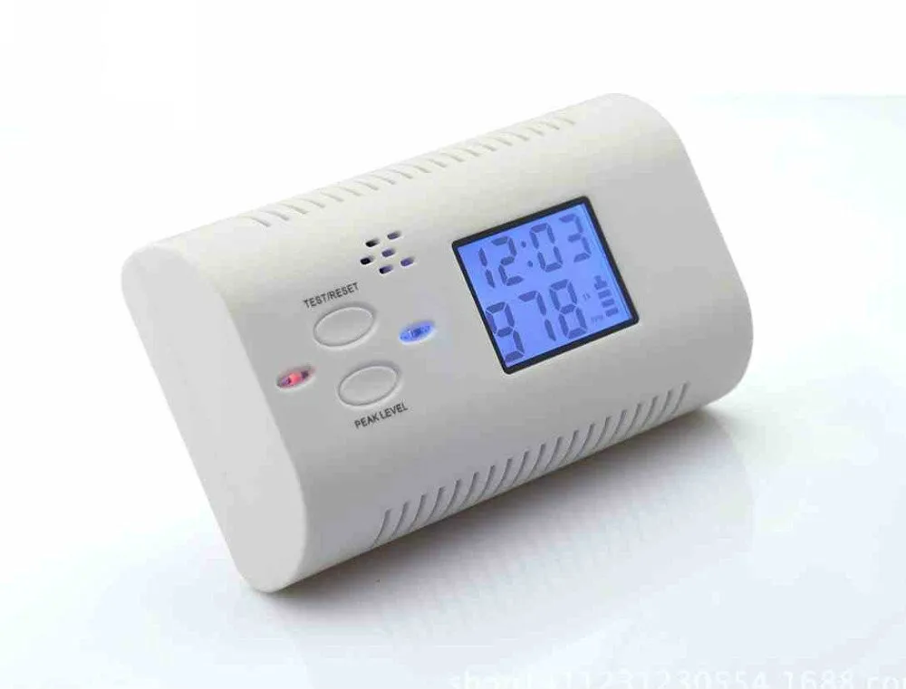 

Battery Operated Carbon Monoxide Detector Poisoning Gas Fire Warning Safe Alarm LCD Display with Clock Voice