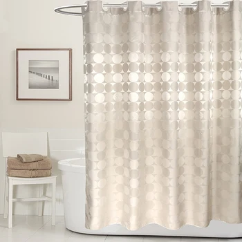 

Best Elegant Circle Solid Shower Curtain Polyester Fabric Thick Waterproof Bath Curtain Mold Simple Bathroom Set Partition Curta