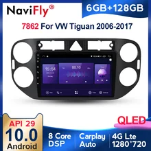 6G + 128G QLED Carplay Android 10 unidad auto Radio Multimedia reproductor de vídeo navegador GPS para VW tiguan 2006-2017 2 din dvd BT