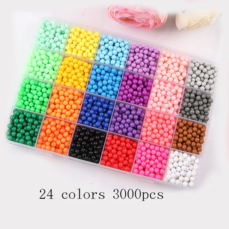 24 colors 6000pcs Refill beads puzzle Crystal DIY water spray beads set ball games 3D handmade magic toys for children 2