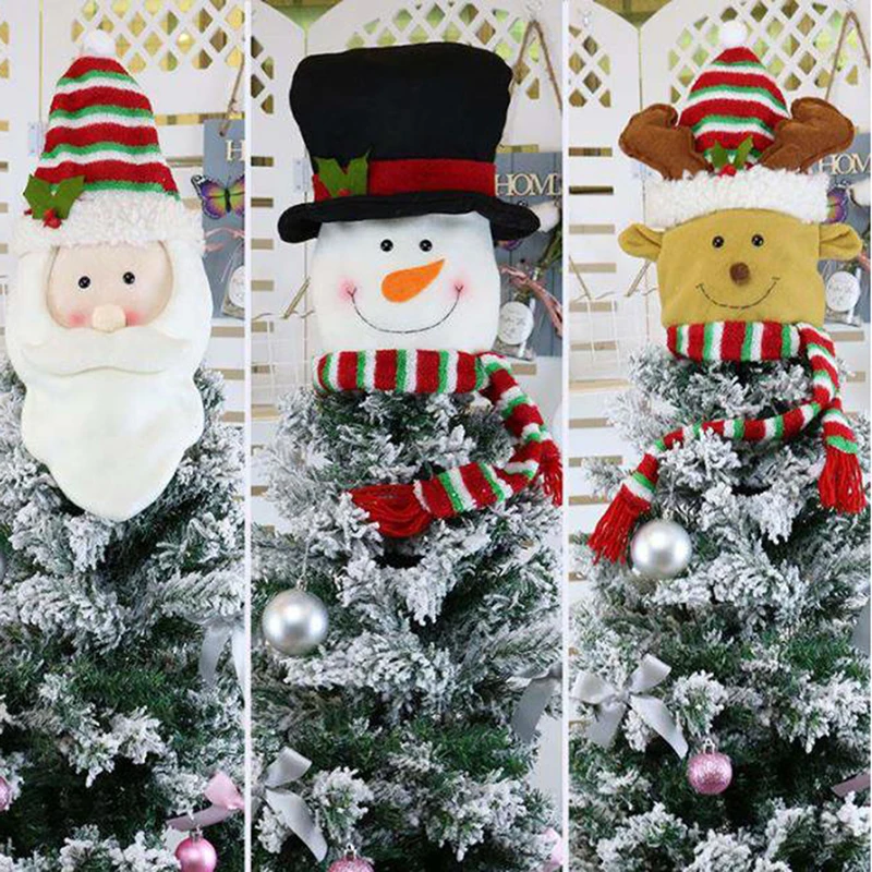 Макушка для новогодней елки Снеговик Санта олень Войлок Рождественская елка шляпа рождественские украшения