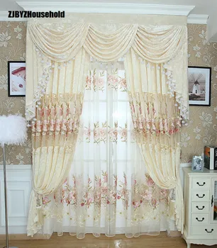

European Garden Embroidered Ice Flower Velvet Embroidered Curtain Curtains for Living Dining Room Bedroom Valance