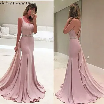 

Elegant Mermaid Long Prom Dresses Stylish Pink Dress Sash Party Evening Gowns 2020 Formal vestidos de gala
