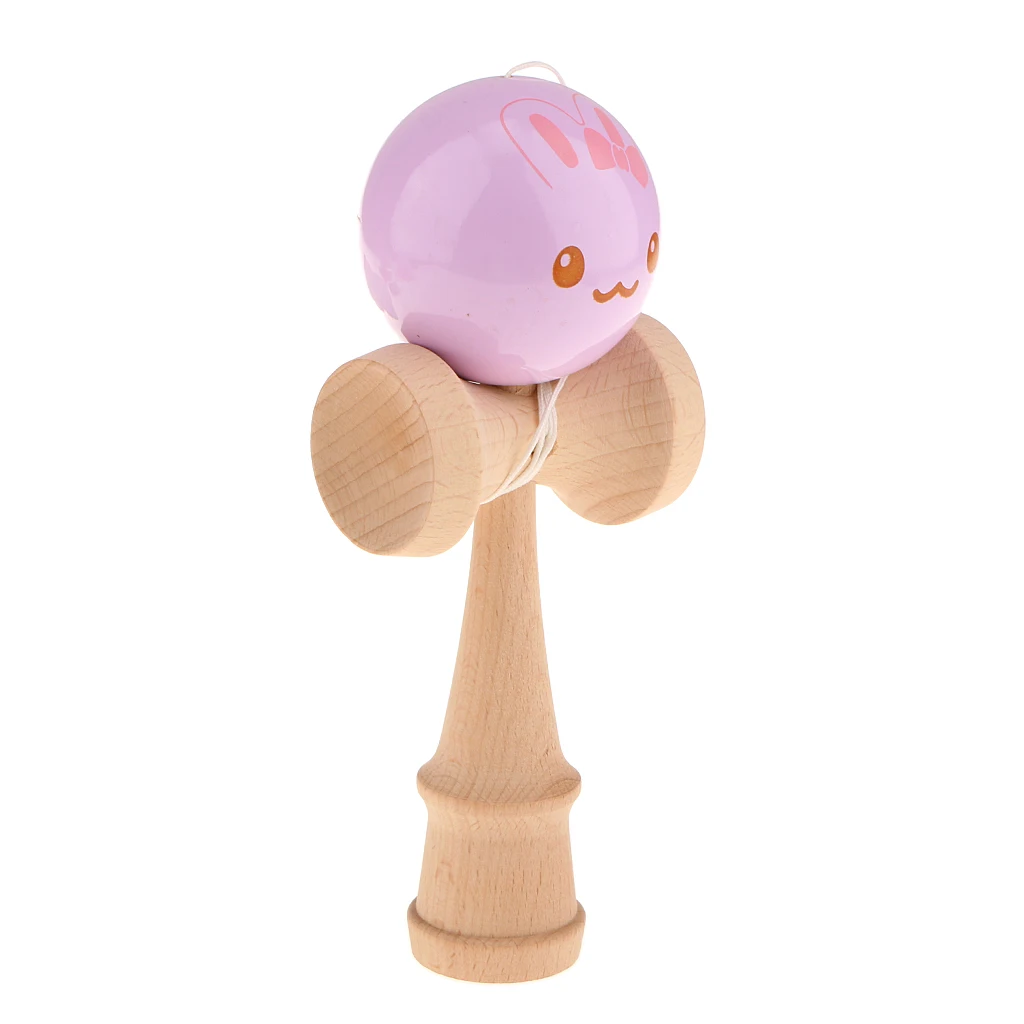 Kids Wooden Fun Printed Kendama Skill Ball Japanese Game Kid Toys Happy Face