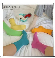 CHAOZHU Classic New Loose Socks Women 200 Needles Cotton Knitting Rib Solid Colors 14 Kinds of 4 Seasons Basic Daily Women Socks