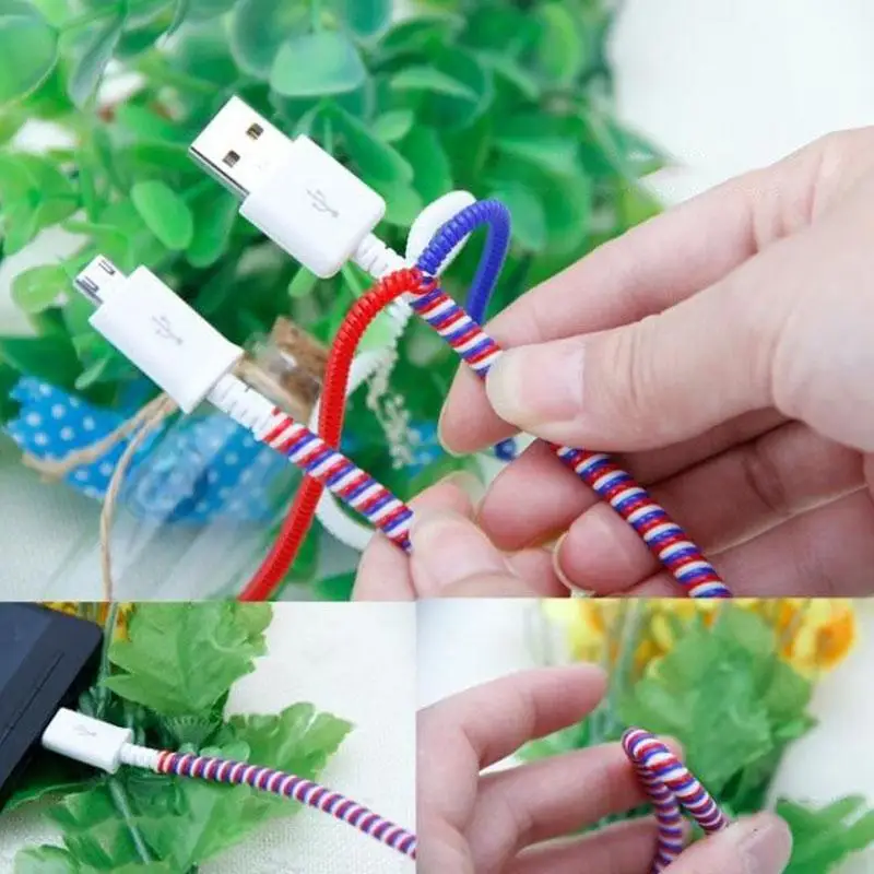 1 4 M твердый цветной тпу спиральный USB Кабель зарядного устройства Шнур протектор