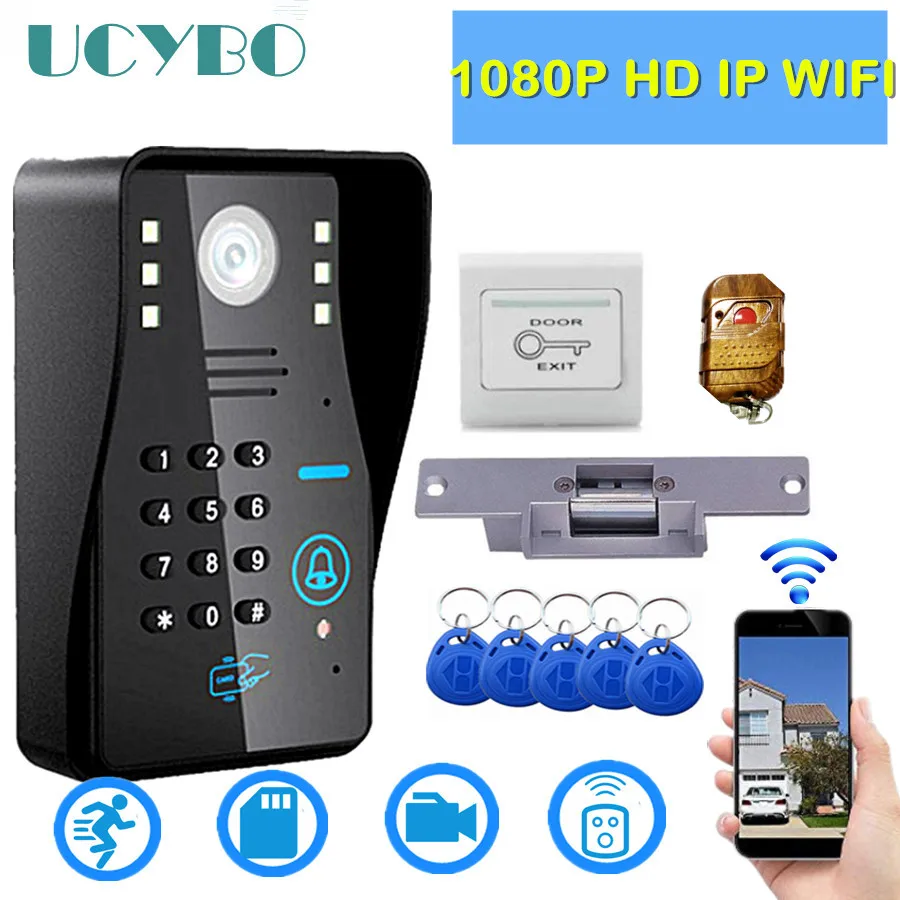 IP wifi видео дверной звонок камера Интерком система 1080p HD беспроводной ИК sd RFID