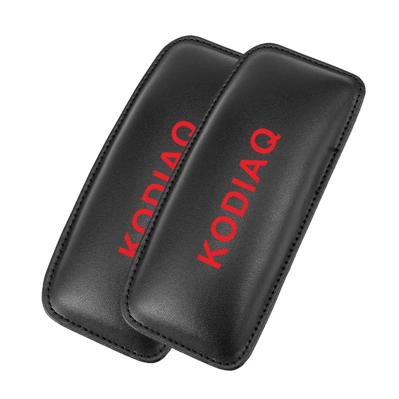 Кожаная подушка для ног, автомобильные наколенники для Skoda Kodiaq, подушка для сиденья автомобиля, подушка для поддержки ног - Название цвета: BLACK red 2pcs