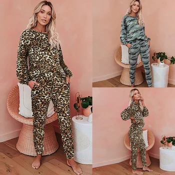 

Printed Women Pajamas Long Sleeve Tops and Long Pants Pajamas Set Nightwear Casual Sleepwear