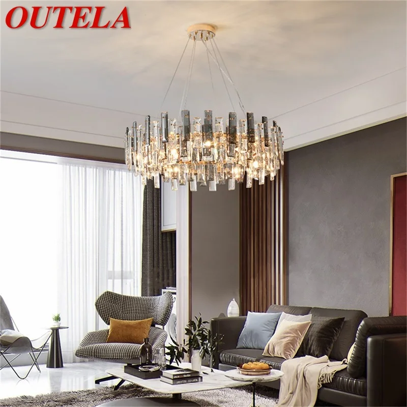 

OUTELA Pendant Lights Postmodern Luxury Round LED Lamp Fixture For Home Decoration Living Room