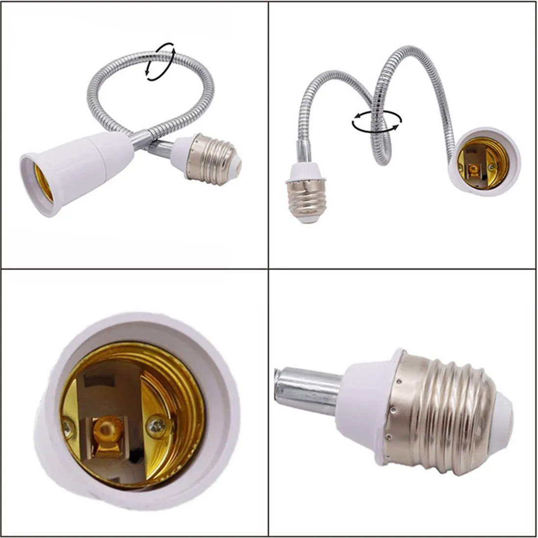 Lamp Holder,Lamp Bulb Holder,Socket Converter,Lamp Socket Adapter,Lamp Socket Extender White L20/30/40/50/60cm long E27 to E27 Base Gooseneck Extension Adaptor Converter Screw Socket Extender Lamp Light Bulb Holder
