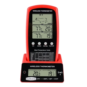 

Promotion! Wireless Remote Meat Thermometer Dual Scan Digital Backlight Cooking Oven Grill Kitchen Food Thermometer