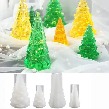 

2pcs DIY Christmas Tree UV Epoxy Resin Mold Xmas Night Light Table Xmas Decoration Mirror Silicone Mold Resin Craft