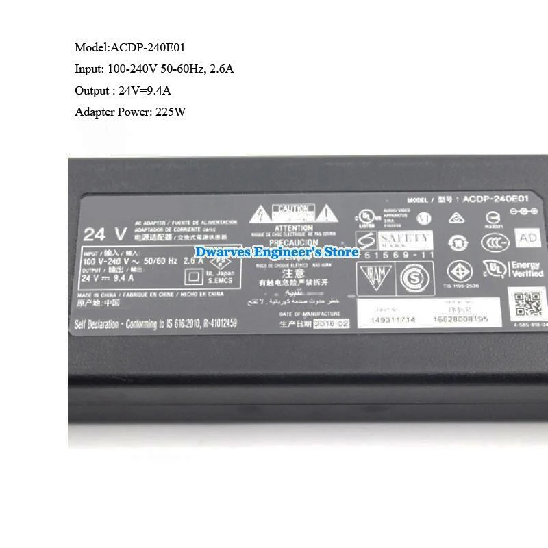 Оригинальный ACDP 240E01 24В 9.4A адаптер переменного тока для Sony XBR 55X930D 55 &quotкласс HDR 4K 3D