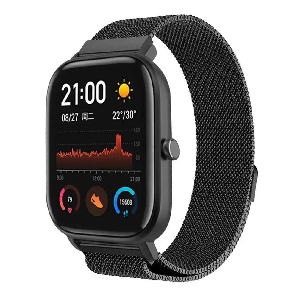 Ремешок из искусственной кожи Mi из нержавеющей стали для amazfit GTS 20 мм миланские часы ремешок на запястье магнитные сменные браслеты