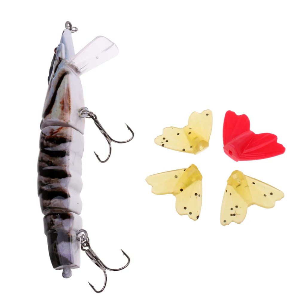 Topwater форель креветка Рыбалка мульти соединенный бас рыболовные приманки жизнь как креветки приманки с 4 хвостом