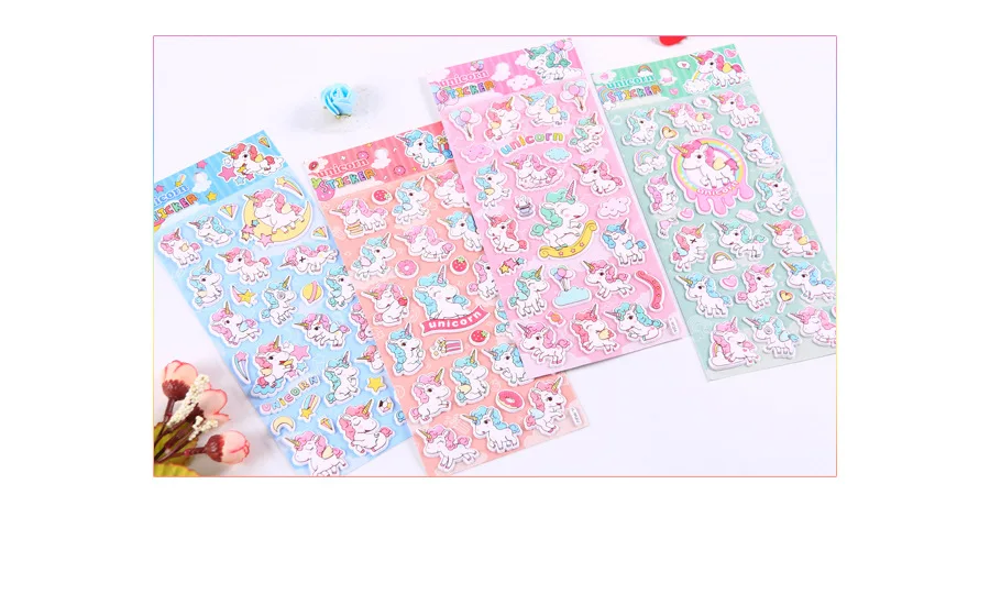 1pcs/lot Kawaii Stationery Stickers Unicorn foam Decorative Mobile Stickers Scrapbooking DIY Craft Stickers