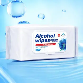 

50Sheets/box Disinfection Antiseptic Pads Alcohol Swabs Wet Wipes Skin Cleaning Care Sterilization First Aid Cleaning Tissue Box