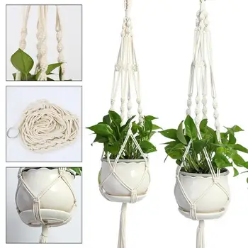

Hanging Rope Basket Double Layer Holder Environmental Protection Braided Durable Hanger Flower Pot Basket All Functions
