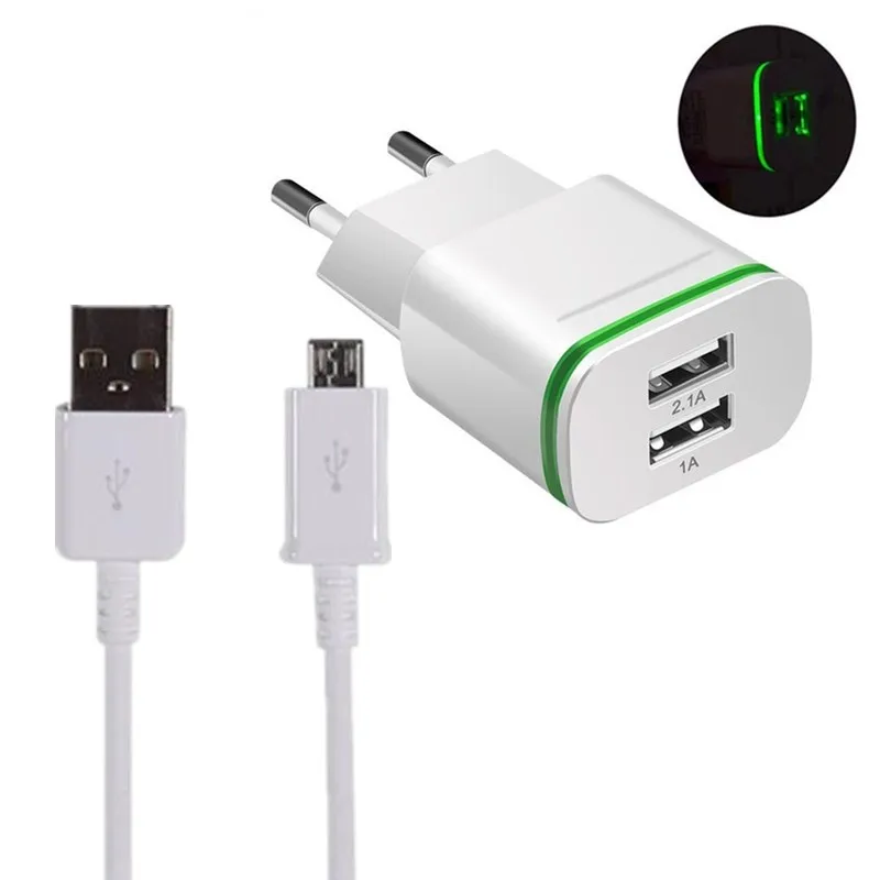 ЕС USB зарядное устройство 2A Быстрая зарядка+ 1 м USB зарядный кабель для samsung Galaxy J2 Core J4 J6 J3 J5 J7 A710 A510 J7 Neo - Тип штекера: cable and plug white