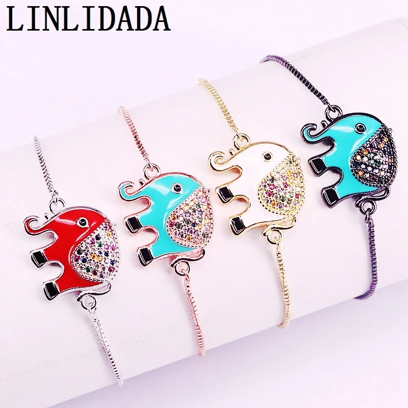 10 шт., эмаль слон соединитель браслеты, микро Pave CZ Шарм Модный Ювелирный Браслет для женщин девушек