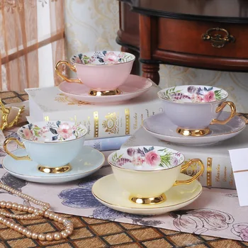 

Ceramic Coffee Cup Set European Exquisite Phnom Penh Color Glazed Coffee Cup and Saucer Net Red Afternoon Tea Cup Flower Tea Cup