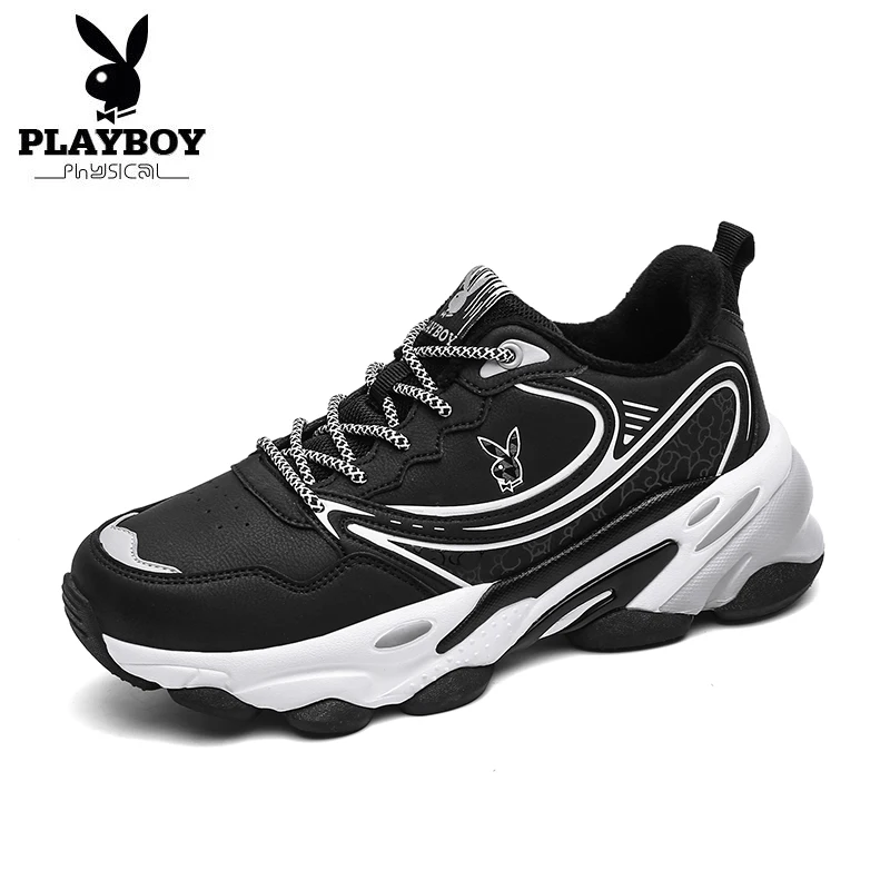PLAYBOY/Новые ботинки; Мужская зимняя обувь; кожаные водонепроницаемые ботинки; мужская повседневная обувь; ботильоны для мужчин; высокие зимние мужские ботинки - Цвет: Черный
