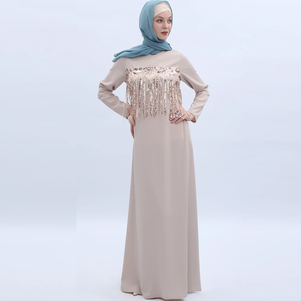 Модное женское длинное платье с кисточками и блестками Abaya Moslem Рамадан Арабский