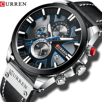 

CURREN Watch Chronograph Sport Mens Watches Quartz Clock Leather Male Wristwatch Relogio Masculino Fashion Gift for Men