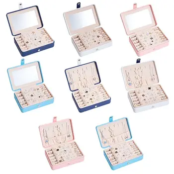 

New Portable PU Fresh Simple Earring Plate Jewelry Storage Box Earrings Ring Multi-function Jewellery Case