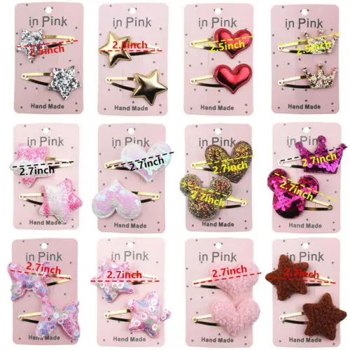 Baby Accessories Newborn Baby Cute Crown/Heart/StarHeadwear Infant Mini Bow Hair Clips 2Pcs Set Hair Stylish Photo Props