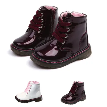 

Kids boots Autumn Winter Top Selling Girls Martin Boots New Fashion Brand Kids Leather Shoes Girl Zipper Soft Casual Boots shoes