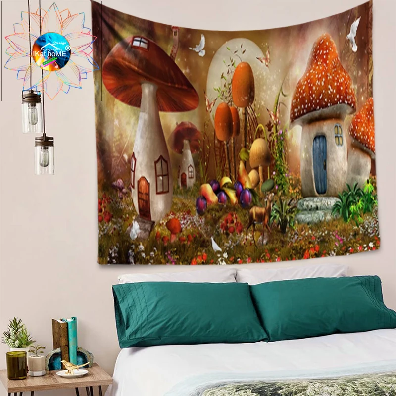 Аниме гриб психоделический гобелен настенный гобелен с Луной животных украшение стены гобелены Гостиная Бохо декор в общежитии