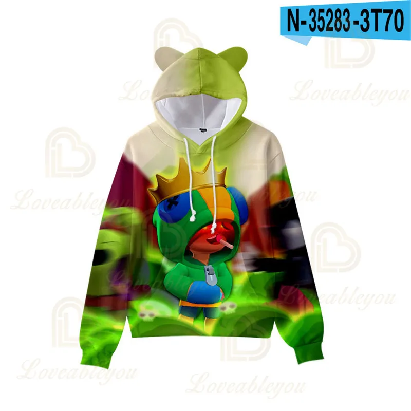 

Cartoon Crow Shooter Shark Leon Cute Cat Ear Kids Hoodie Boys Girls Jacket Tops Hot Shooting Game 3D Print Sweatshirt