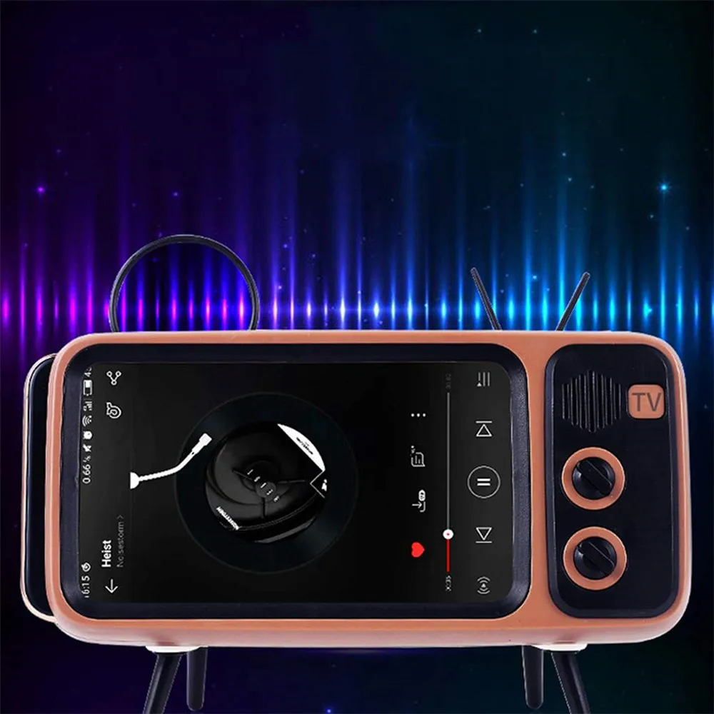 2 в 1 ленивый держатель мобильного телефона Bluetooth аудио динамик мини Ретро ТВ стиль мобильный телефон стенд 3 Вт