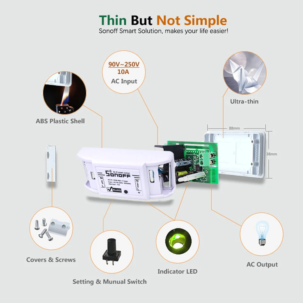  1/2/3/4/5/6/8/10 PCS SONOFF Basic Smart Wireless Wifi Switch Remote Control Automation Module DIY S - 4000183327992