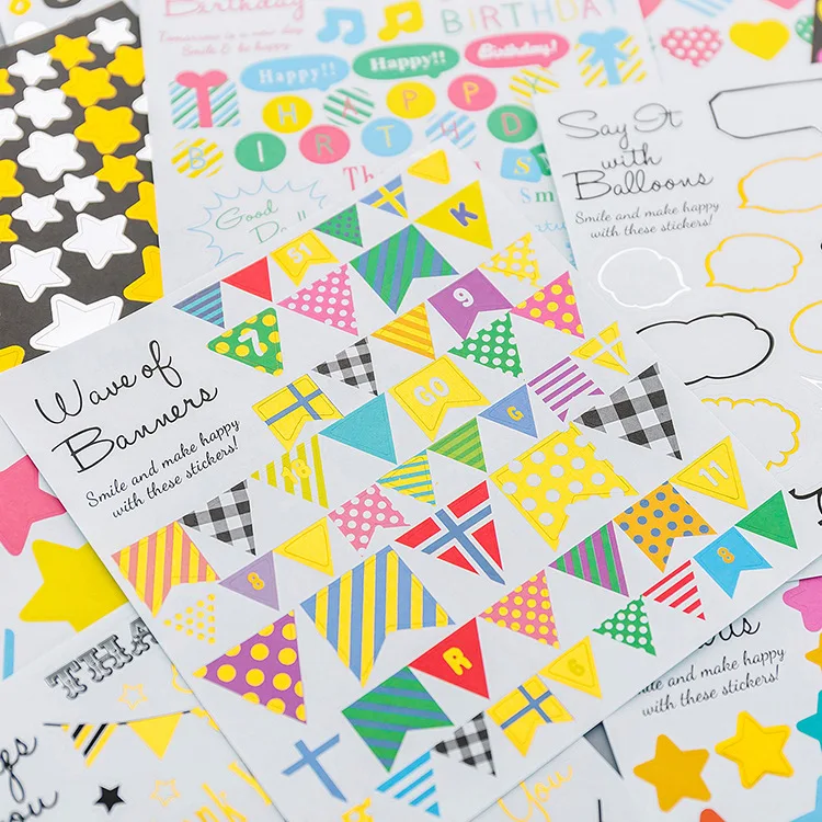 

10psc/set Cute Kawaii Star Heart Shaped Geometric Pattern Mobile Phone diary Notebook Notepad Decorative Sticker Label kid toy