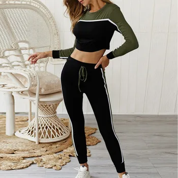 

Women Long Sleeve Striped Pullover Drawstring Pants Women Outfits Women\\'s Sets Clothes Sportwear Two Piece Set Tracksuit