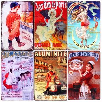 

ROTHWELLS Retro Plaque Jardin De Paris ART Poster Wall Decoration Aluminite Vintage Metal Tin Signs Painting Home Decor ZSS12