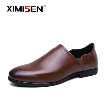 

XIMISEN Genuine Leather Men's Casual Shoes Luxury Brand Mens fashion Comfortable Breathable Slip on Business Shoes Size 38-46
