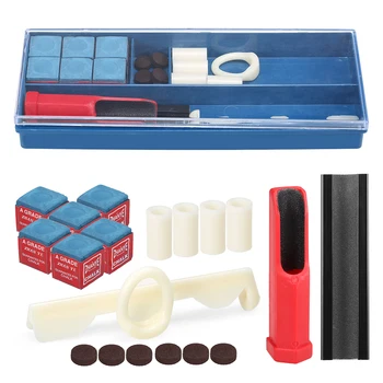 

20-IN-1 Billiard Repair Kit Cue Stick Tool Chalk Pool Stick Ferrules Clamp Cue Trimmer Included Repair Tool Billiard Accessories