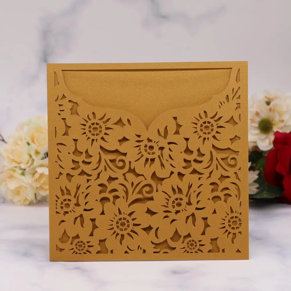 20pcs/lot Hollow Laser Cut Wedding Invitation Card Garden Flower Theme Birthday Party Princess Style Supplies | Дом и сад