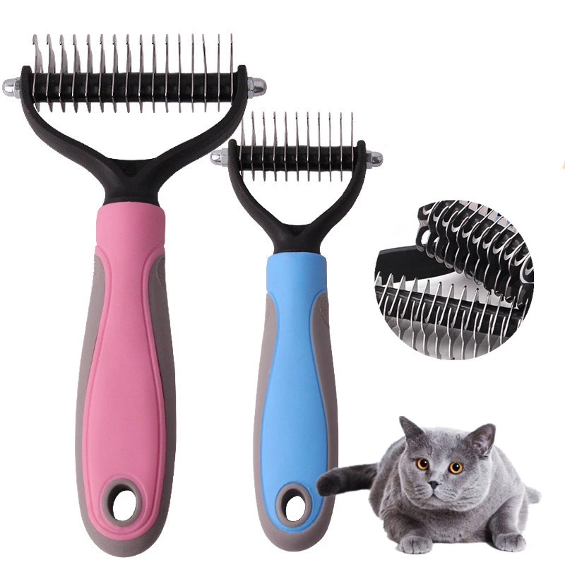 Comb Trimming Hair-Removal Deshedding-Brush Dematting Long-Hair Dog Curly Double-Sided