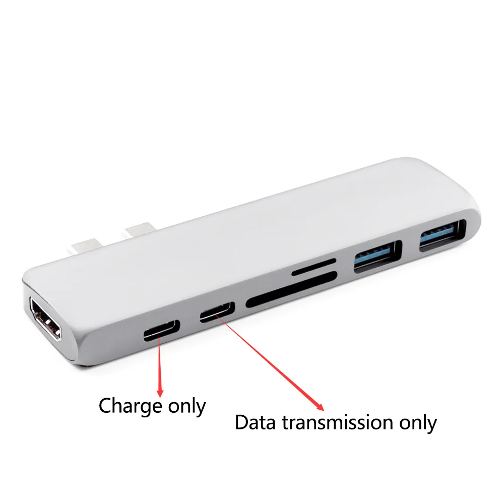 Два порта USB C концентратор до 4K HDMI адаптер Thunderbolt 3 двойной USB 3,1 данных type-C концентратор TF SD PD адаптер для MacBook Pro Air 13